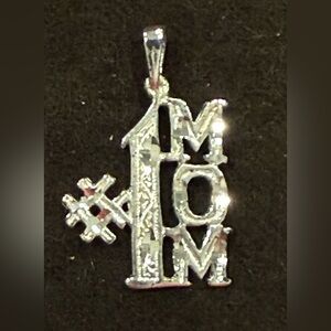 #1 Mom ~ Diamond Cut ~ 925 Silver ~ Charm Pendant ~ New Unused